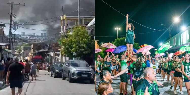 Reino Unido da Liberdade transforma quadra em ponto de apoio a vítimas de incêndio no Morro da Liberdade