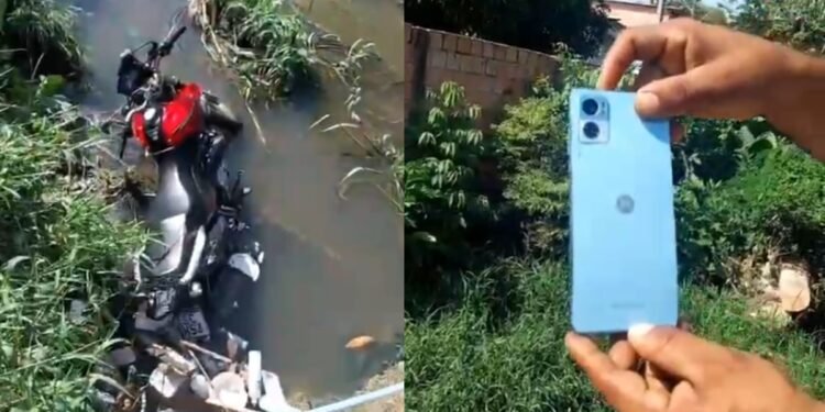 Mistério no igarapé: moto é achada na água e morador busca o dono