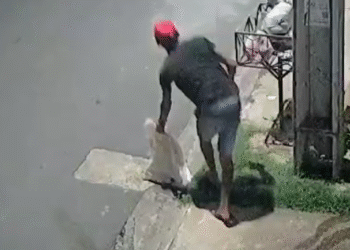 Suspeito é flagrado furtando hidrômetro na zona Centro-Sul de Manaus; veja vídeo