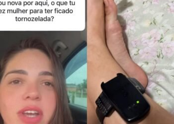 Mulher viraliza ao explicar o motivo de usar tornozeleira eletrônica