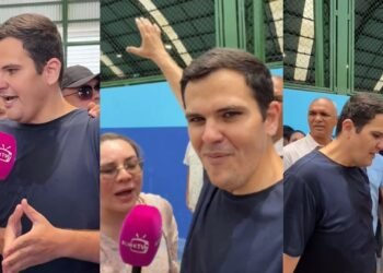 Vice-prefeito Renato Júnior durante entrevista para a jornalista Cinthya Blink (Fotos: Reprodução/Instagram - @blinktv)