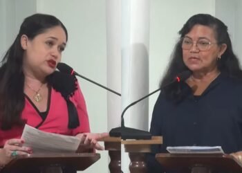 Vereadoras Professora Jéssica Querolin e Betinha Maciel, de Borba (Fotos: Reprodução/TV Câmara)