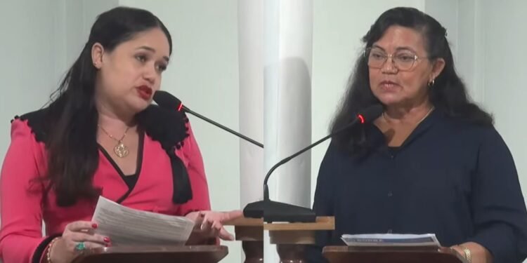 Vereadoras Professora Jéssica Querolin e Betinha Maciel, de Borba (Fotos: Reprodução/TV Câmara)