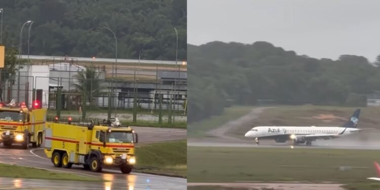 Avião da Azul faz pouso de emergência durante forte chuva em Manaus