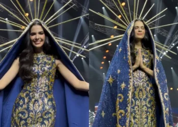 Miss Brasil desfila com traje em homenagem a Nossa Senhora Aparecida no Miss Universo 2025