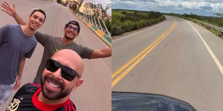 Fabiano Neves e sua família durante o trajeto até Lima para acompanhar a final da Libertadores
