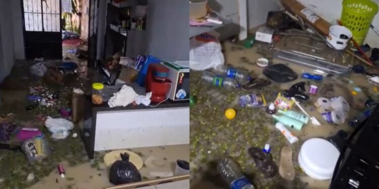 Morador perde pertences após chuva causar alagamentos em Manaus.