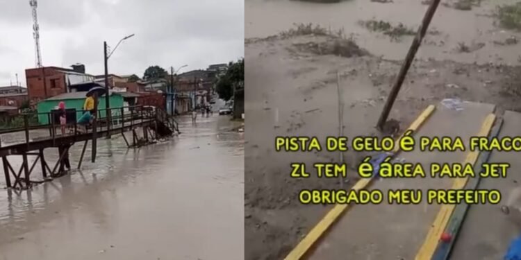 Área para Jet na ZL? Forte chuva alaga bairros e internautas ironizam prioridades da gestão David Almeida