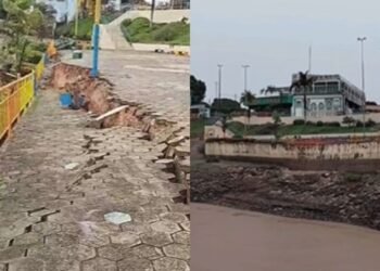 Orla do município de Itacoatiara desaba após fortes chuvas