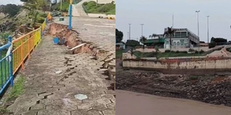 Orla do município de Itacoatiara desaba após fortes chuvas