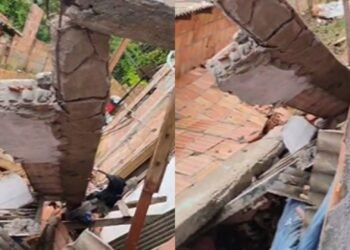 Parte de casa desaba após fortes chuvas na zona Norte