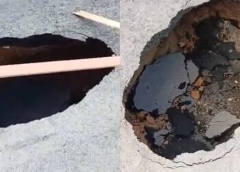 Cratera bloqueia acesso de moradores na rua Rio Içá