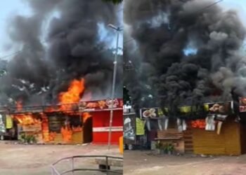 Fogo atinge lanchonete na orla do Educandos