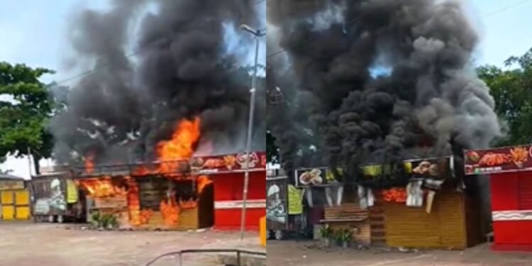 Fogo atinge lanchonete na orla do Educandos