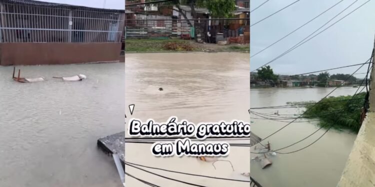 Fortes chuvas provocam alagamentos em diversas zonas de Manaus