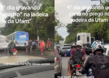 Motorista registra veículos parados na avenida Rodrigo Otávio