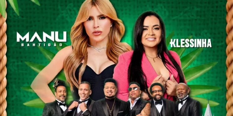 Manu Bahtidão, Klessinha e grupo Revelação (Arte: Reprodução/Instagram - @fespob)