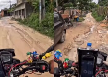 Influenciador mostra condições precárias de ruas na Cidade de Deus