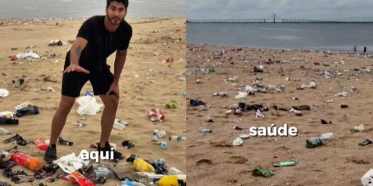 Praia da Ponta Negra amanhece coberta de lixo após gravação de DVD