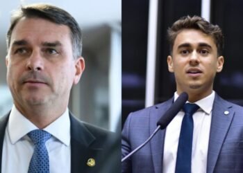 Senador Flávio Bolsonaro e deputado federal Nikolas Ferreira