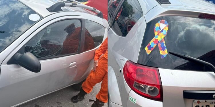 Bombeiros resgatam criança presa dentro de veículo no bairro Adrianópolis, em Manaus