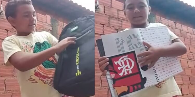 Menino compra material escolar com dinheiro de venda de cremosinho e viraliza nas redes sociais