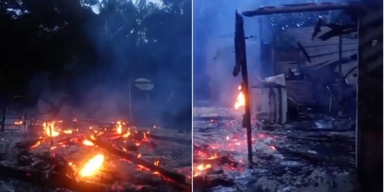 Descarga elétrica provoca incêndio e destrói casa