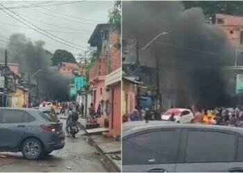 Moradores bloqueiam rua no São Lázaro em protesto contra alagamentos recorrentes