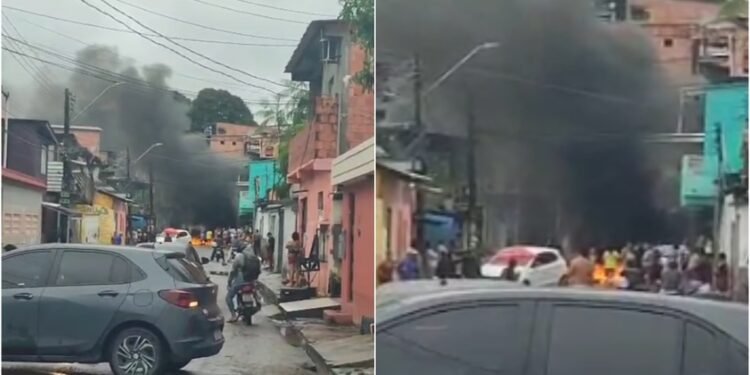 Moradores bloqueiam rua no São Lázaro em protesto contra alagamentos recorrentes