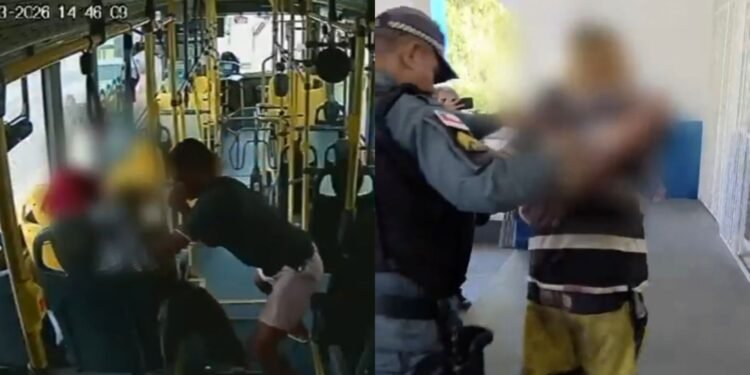 Suspeito de esfaquear passageira em ônibus é preso após ser agredido por populares