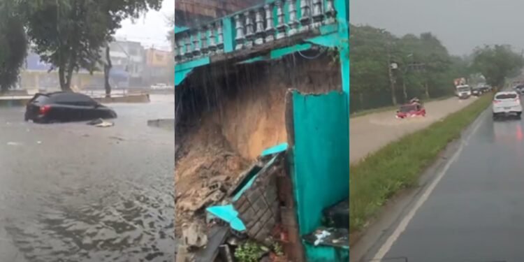 Temporal provoca alagamentos, derruba estruturas de casas e causa transtornos em Manaus
