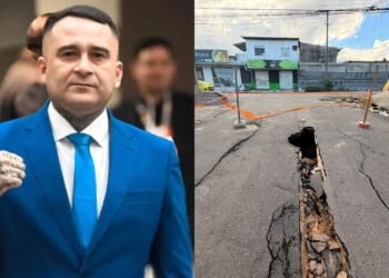 Rua Araci e Professor Manoel Belém está oca por baixo (Foto: Arquivo Pessoal)