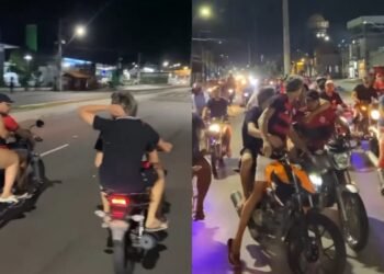 Motociclistas cercam condutor e causam confusão durante ‘rolezinho’ na Autaz Mirim, em Manaus