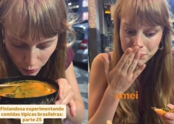 ‘Uma das melhores comidas que já comi’: turista finlandesa prova tacacá pela primeira vez e reação viraliza