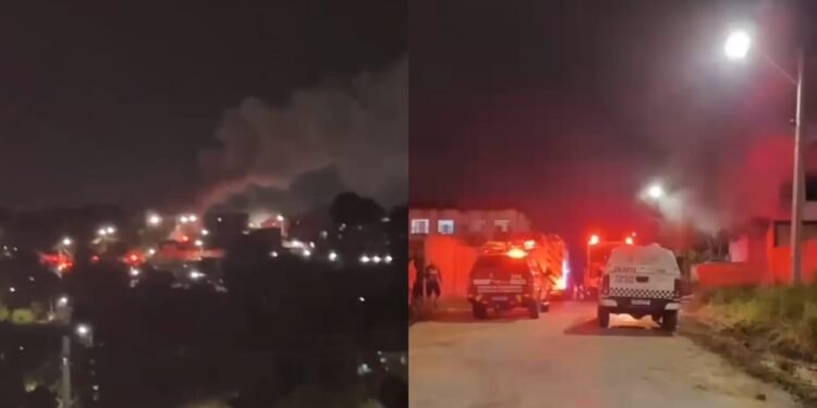 Incêndio de grandes proporções atinge prédio na zona Norte de Manaus
