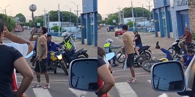 Motociclistas colidem após se distraírem com malabarista no AM