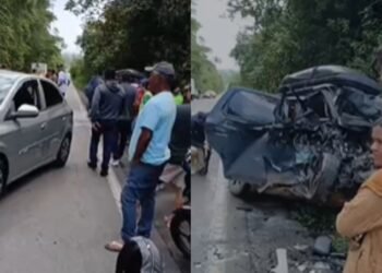 Colisão na BR-174 deixa uma mulher morta e sete feridos após carro invadir contramão