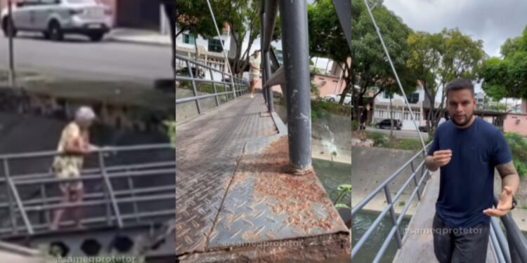 Influenciador denuncia ponte com risco de desabamento