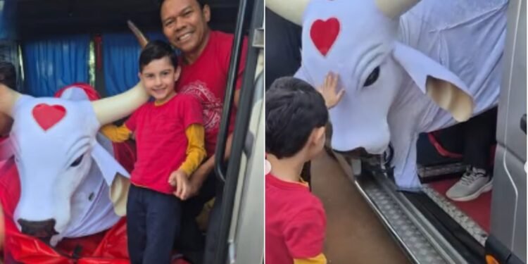 Menino autista realiza sonho de conhecer Boi Garantido em Brasília