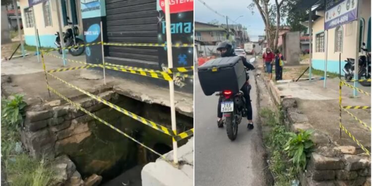 Vídeo: cratera ameaça moradores próximo a escola no Novo Aleixo