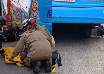 Colisão entre moto e ônibus deixa adulto e criança feridos na zona Leste de Manaus