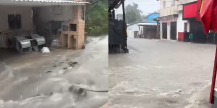 Após 15 minutos de chuva, rua fica alagada e moradores denunciam transtornos no conjunto Mundo Novo