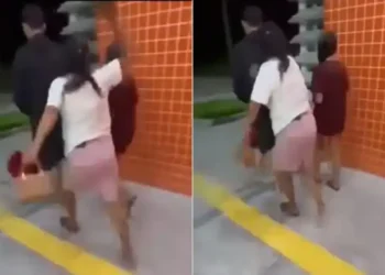 Jovem preso com drogas apanha da mãe ao sair de delegacia no Ceará