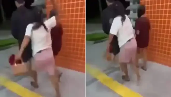 Jovem preso com drogas apanha da mãe ao sair de delegacia no Ceará