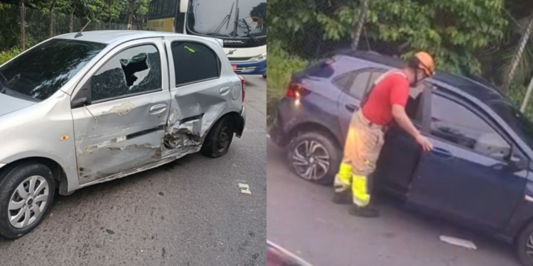 Imagens registradas durante acidente entre veículos - (Foto: Divulgação/Redes Sociais)