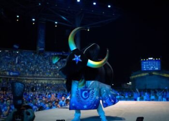 Caprichoso utilizou um palco praticável durante o ensaio técnico no Bumbódromo