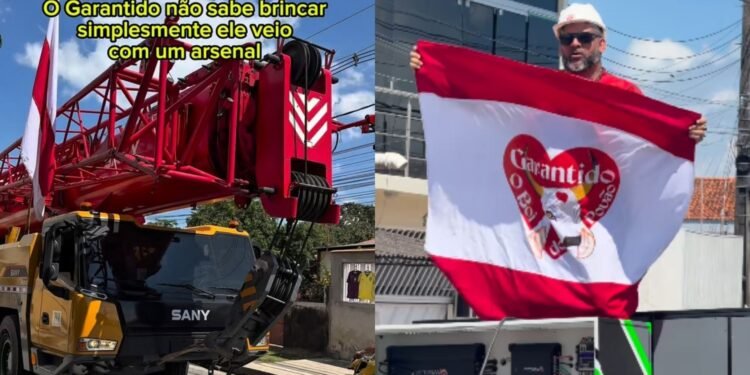Garantido recebe guindastes e equipamentos para montagem das alegorias