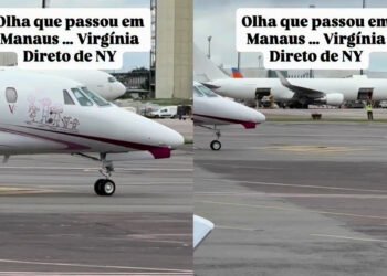 Jato de Virginia Fonseca faz parada para abastecimento em Manaus após viagem de Nova York