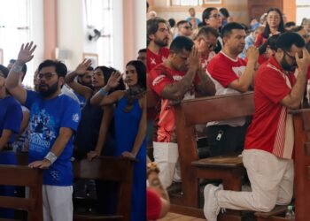 Caprichoso e Garantido participam de missa em preparação para o Festival de Parintins 2026