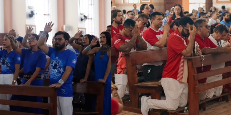 Caprichoso e Garantido participam de missa em preparação para o Festival de Parintins 2026